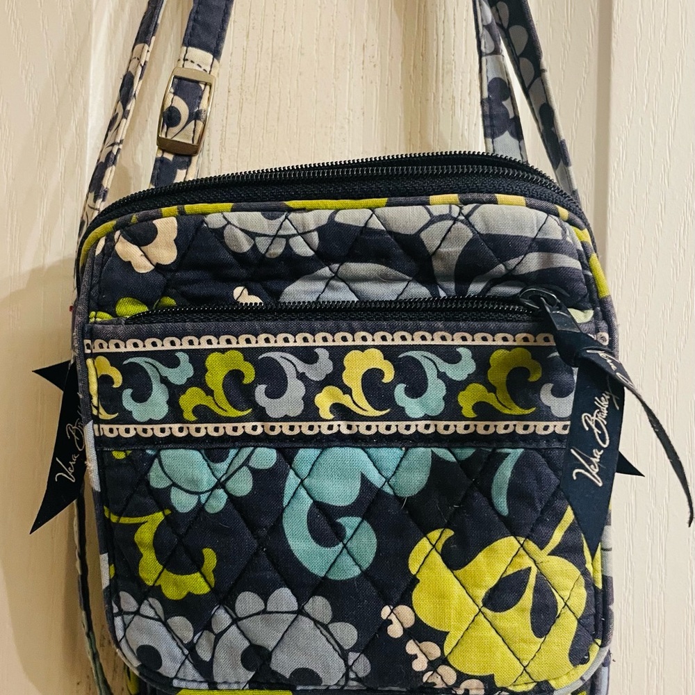 Vera Bradley Disney Parks Mickey Black and Green Floral Crossbody Bag